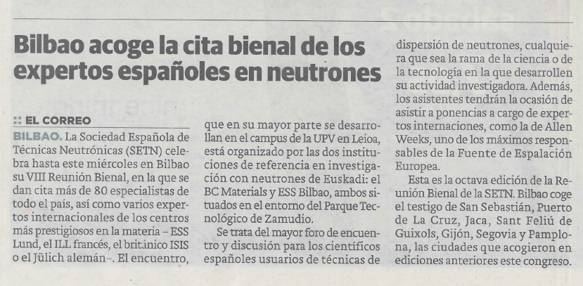 SETN 2016 on spanish press