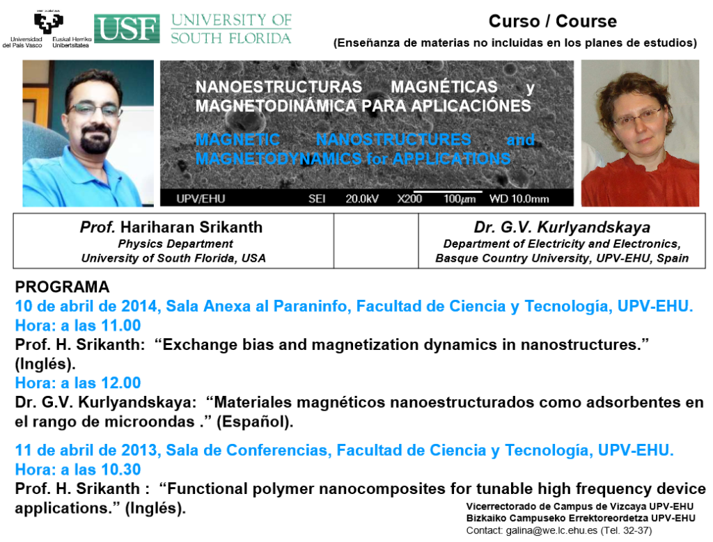 BCMaterials Invited Talk. Prof. Hariharan Srikanth. Physics Department, University of South Florida, USA BCMaterials Invited Talk. Prof. Hariharan Srikanth. Physics Department, University of South Florida, USA