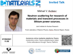 Neutron scattering for research of materials and transient processes in lithium power sources by Mikhail V. Avdeev