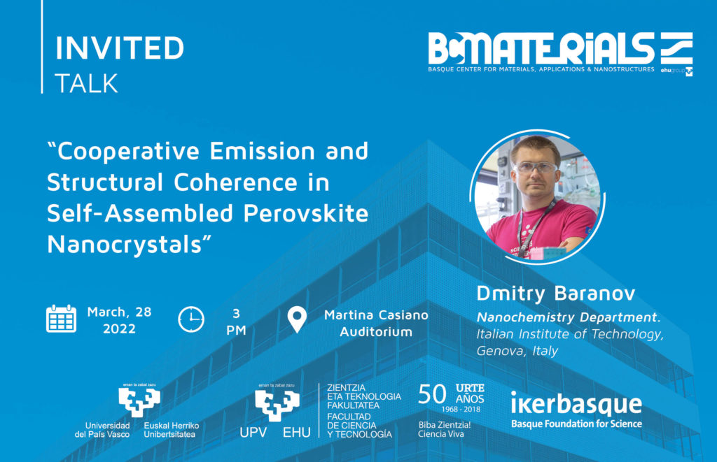 Dmitry Baranov: “Cooperative Emission and Structural Coherence in Self-Assembled Perovskite Nanocrystals”