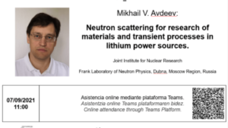 Neutron scattering for research of materials and transient processes in lithium power sources by Mikhail V. Avdeev