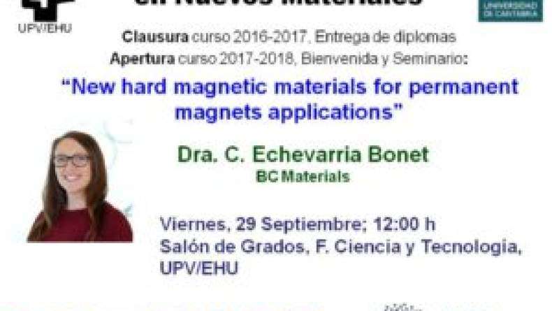 Charla Apertura del “Máster Universitario en Nuevos Materiales” a Cargo de Cristina Echevarria